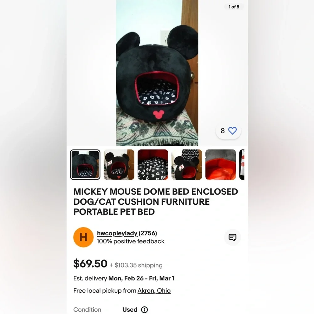Disney Minnie Mouse Cat Bed/ Dome Home